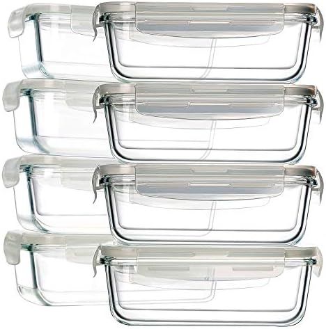 8 Pack Glass Food Storage Containers, BAYCO Glass Meal Prep Containers, Airtight Glass Storage Co... | Amazon (US)