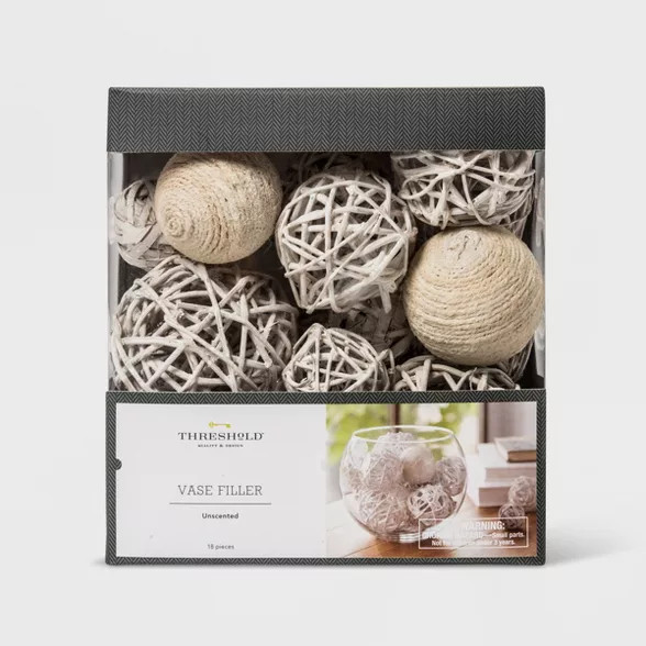 Unscented Jute Rope And Twig Balls Vase Filler White - Threshold™ | Target