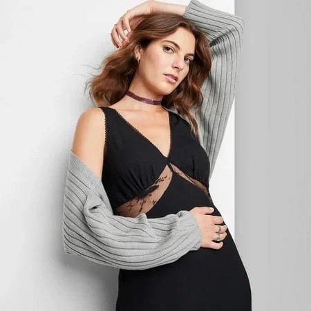 Women s Slouchy Shrug Sweater - Wild Fable Heather Gray L | Walmart (US)