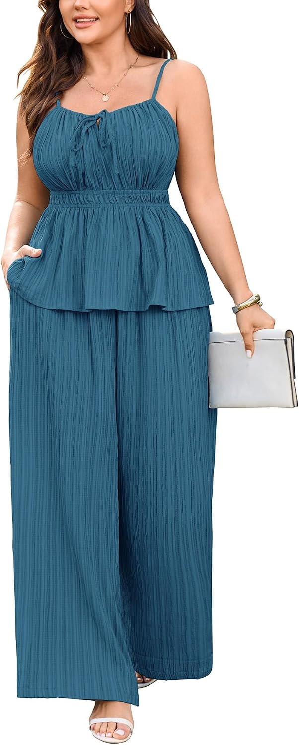Women's Plus Size 2 Piece Summer Outfit with Pockets | Amazon (US)