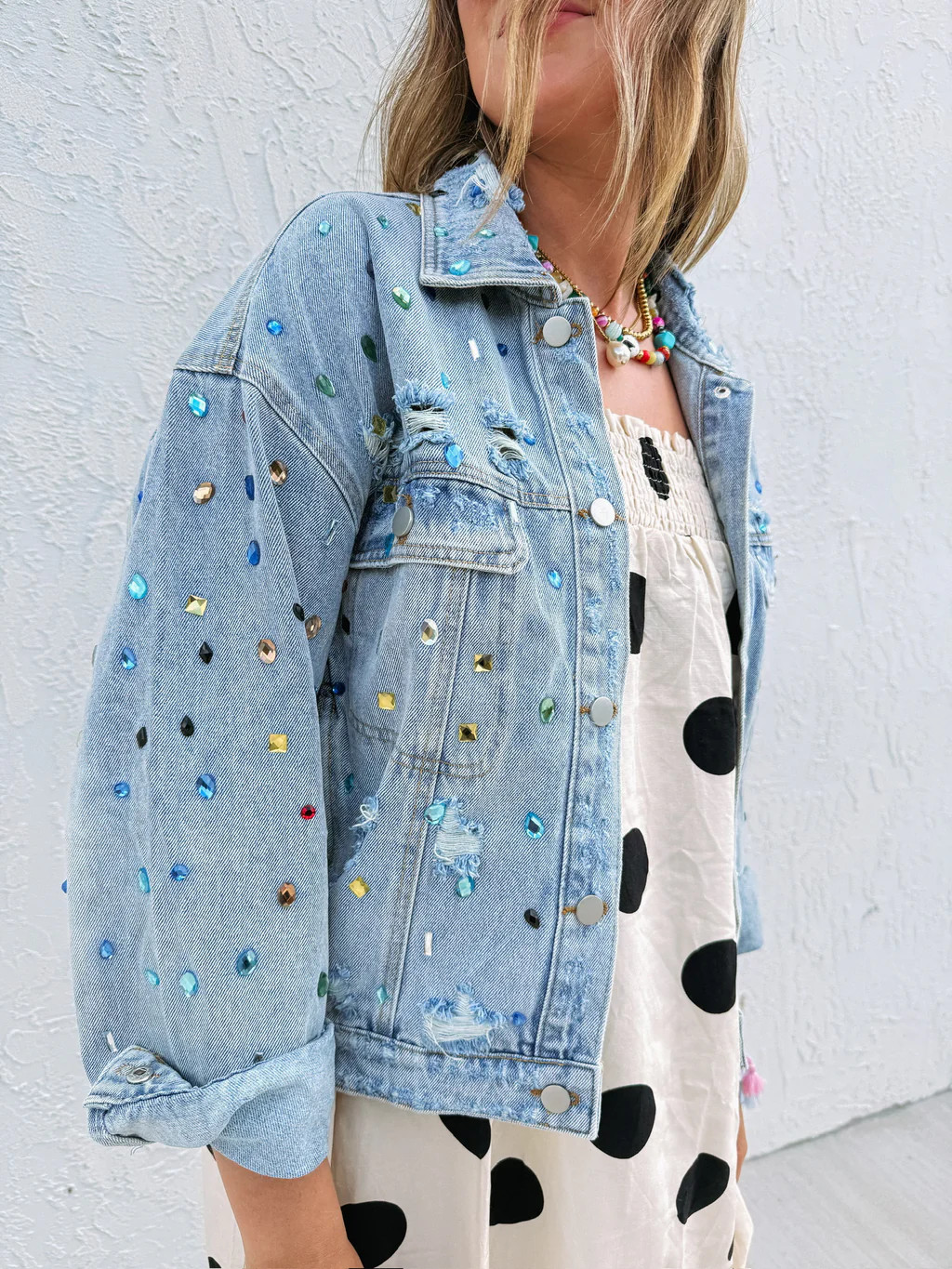 bejeweled denim jacket | Etta+East