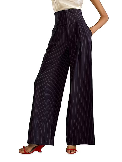 Cynthia Rowley Pinstripe Corset Wide-Leg Pants | Saks Fifth Avenue