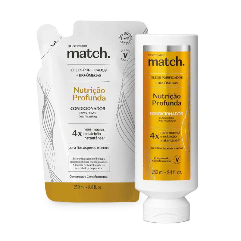 Combo Match Nutrição Profunda: Condicionador 280ml + Refil 250ml | oBoticario (BR)