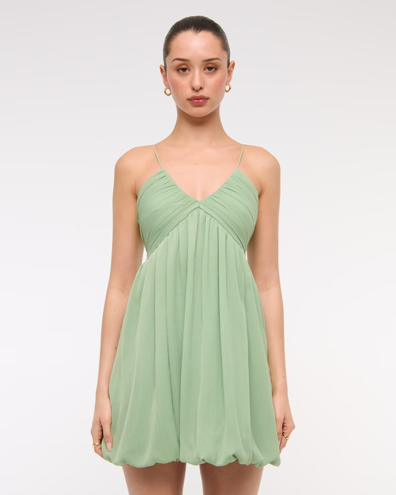 Sheer Bubble Hem Mini Dress | Abercrombie & Fitch (US)