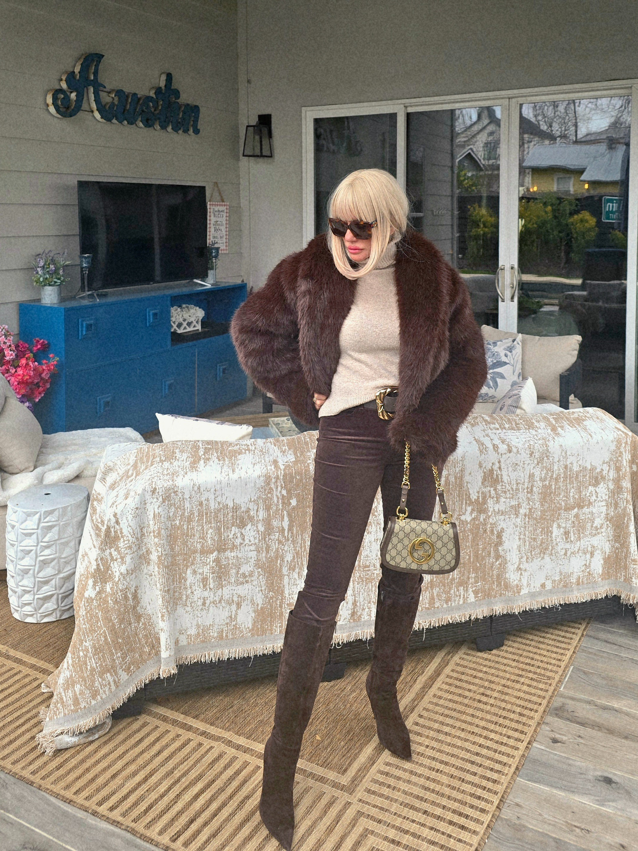 All the textures L'agence velvet JeansAfrm Faux FurSchutz Suede BootsBloomingdale's cashmere sweaterGucci Bag 

#LTKdayinmylife #LTKootd #LTKSeasonal