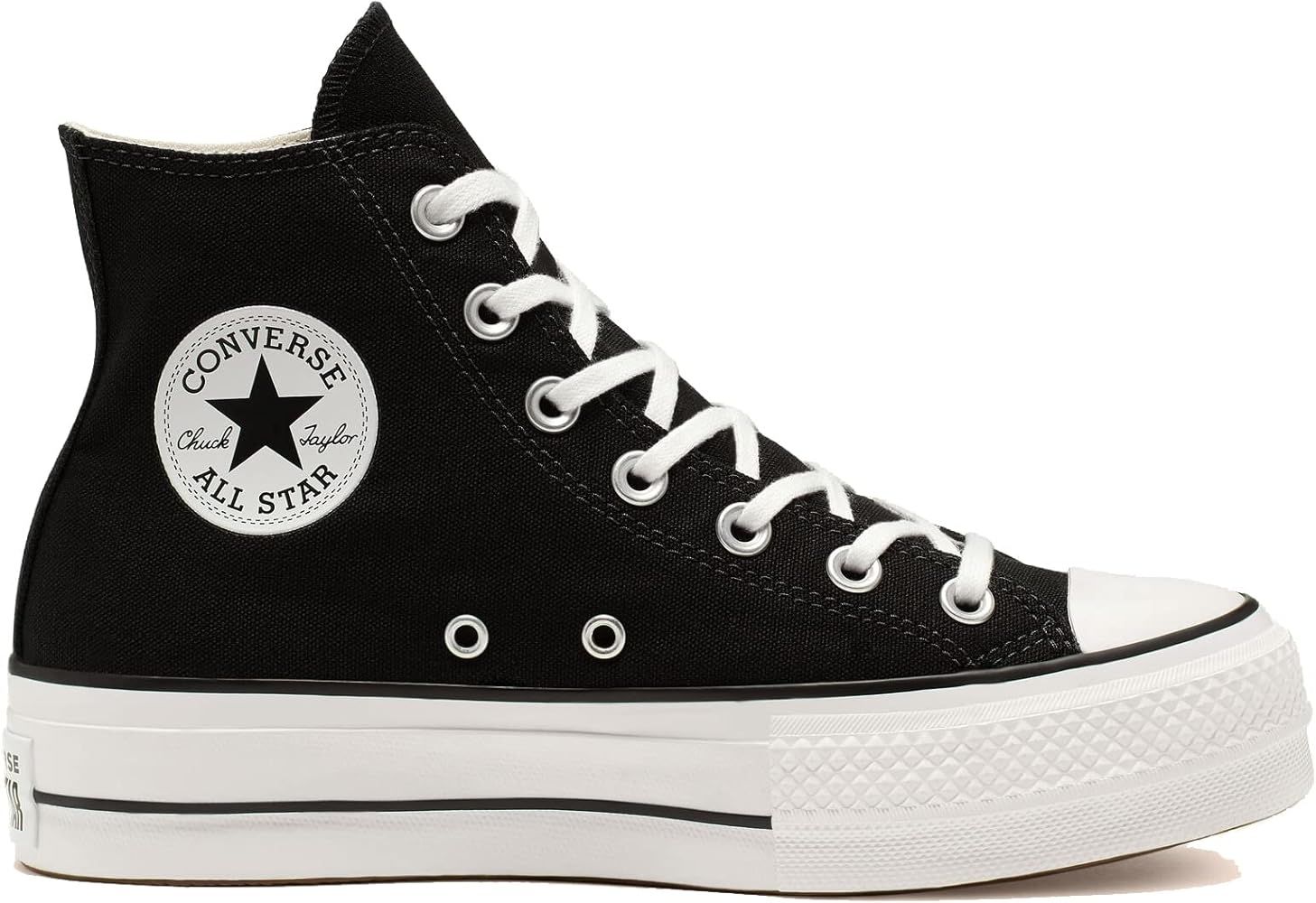 Converse Women's Chuck Taylor All Star Lift Platform Denim Fashion Sneakers, Black/White, 5.5 | Amazon (US)