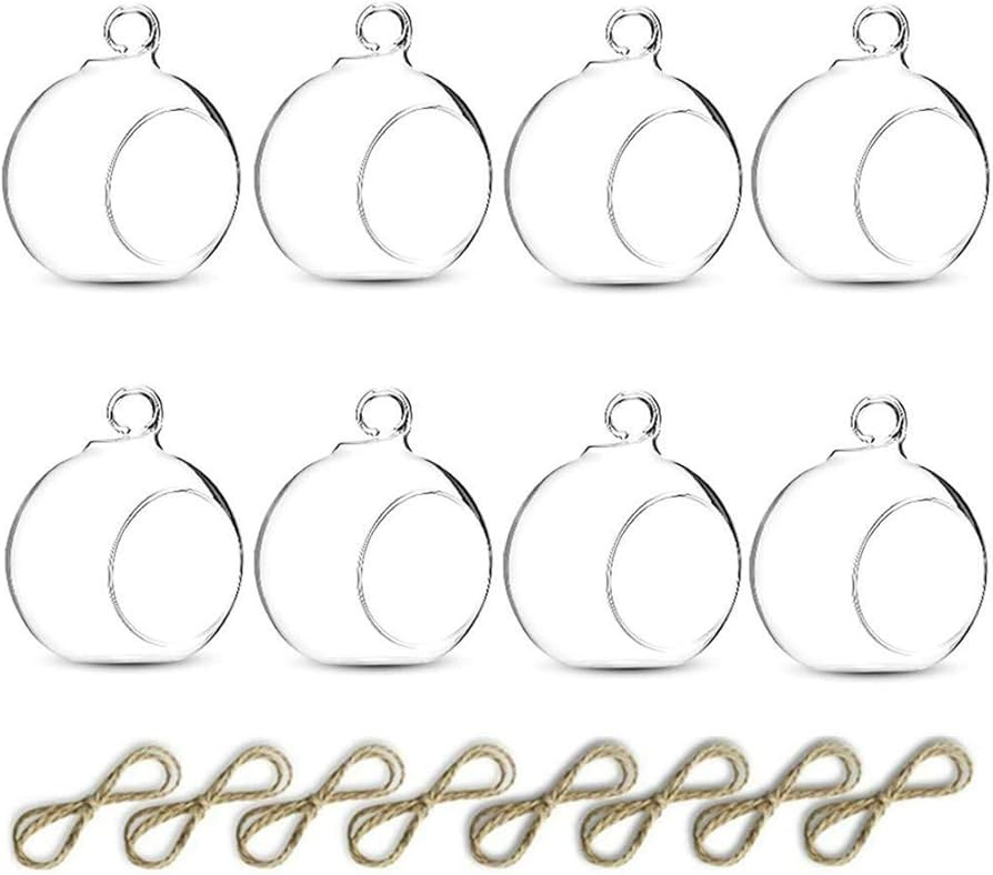 Nuptio 8 Pcs 3.15"/ 8cm Hanging Glass Tealight Holder Globe Plant Terrariums Glass Orbs Air Plant... | Amazon (US)