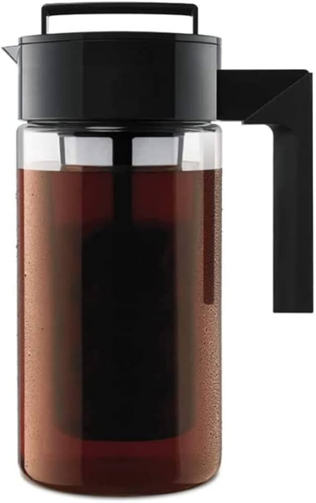 Takeya Patented Deluxe Cold Brew Coffee Maker with Black Lid Airtight Pitcher, 1 Quart, Black | Amazon (US)