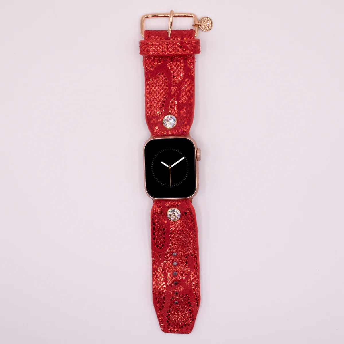 Luxe Ruby Red Snakeskin Customizable Watchband | Spark*l