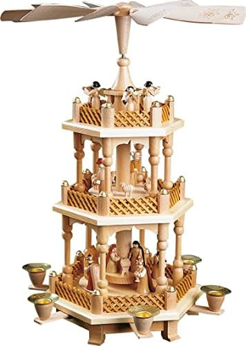Clever Creations Beige Four Tier Carousel 22 Inch Traditional Wooden Christmas Pyramid Decoration... | Amazon (US)