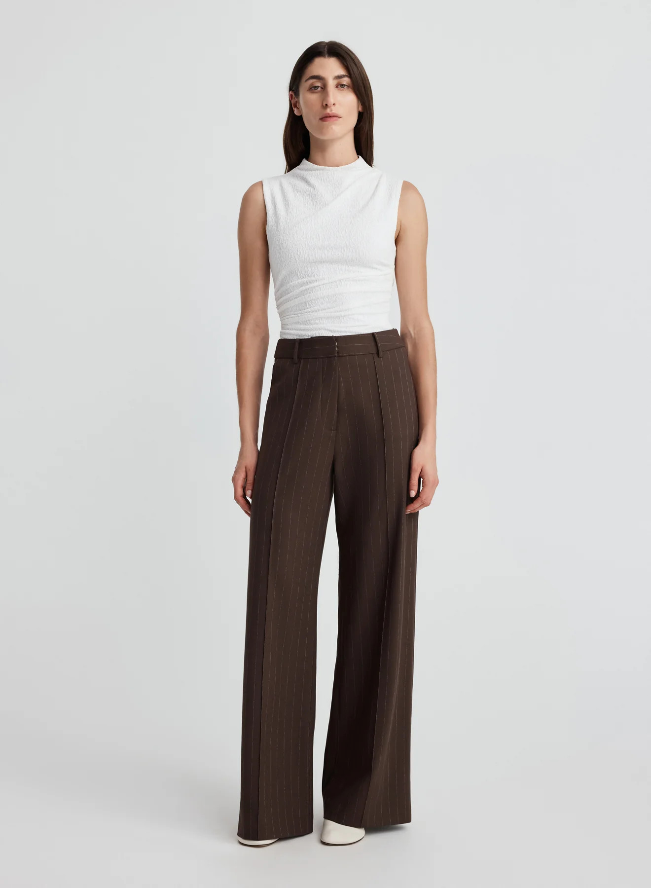ADAM PANTS (BROWN CHALK STRIPE) | Anna Quan (Global)