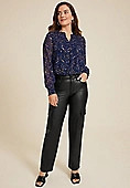 Faux Leather High Rise Cargo Relaxed Straight Pant | Maurices