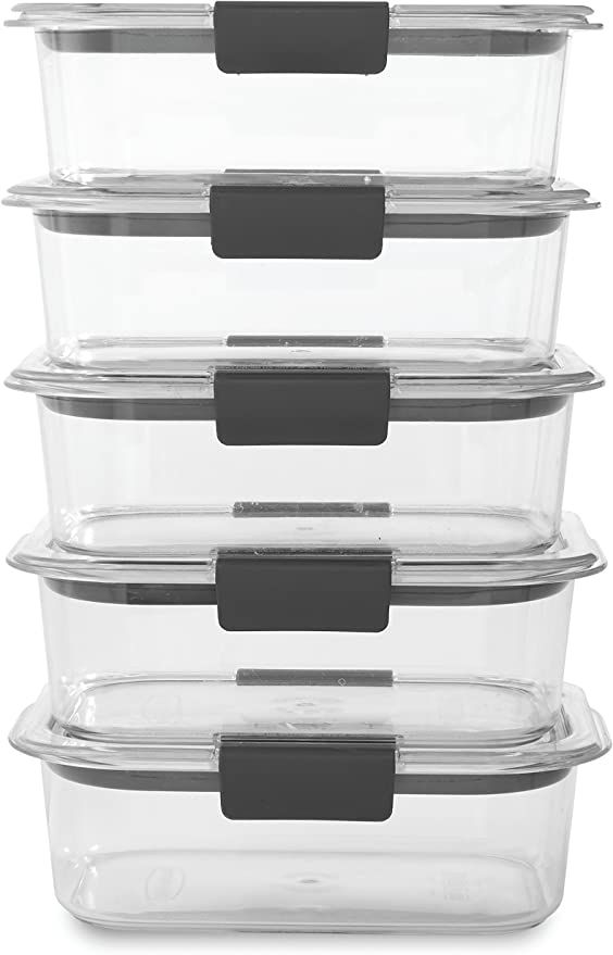 Rubbermaid Brilliance Food Storage Container, BPA free Plastic, Medium, 3.2 Cup, 5 Pack, Clear | Amazon (US)