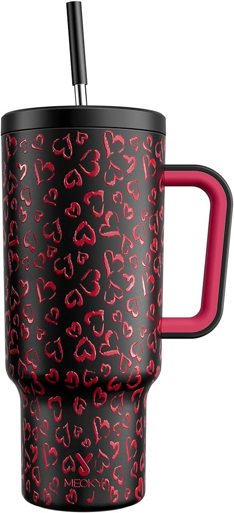Meoky 40 oz Tumbler with Handle and Straw, Valentines Day Tumbler with Lid and Straw, Insulated S... | Amazon (US)
