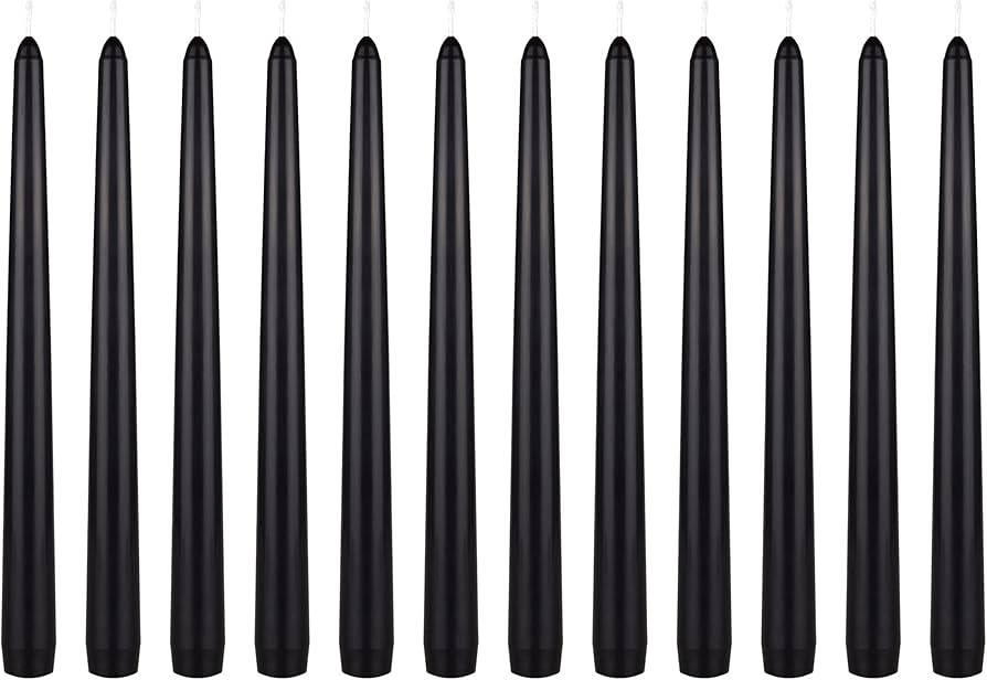 Mega Candles 12 pcs Unscented Black Taper Candle, Hand Poured Wax Candles 10 Inch x 7/8 Inch, Hom... | Amazon (US)