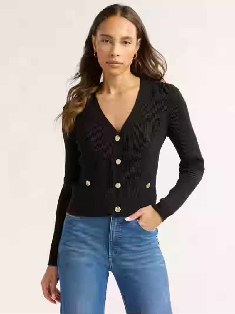 Sofia Jeans Women's and Women's Plus Ribbed Button Cardigan, Lightweight, Size XS-4X | Walmart (US)