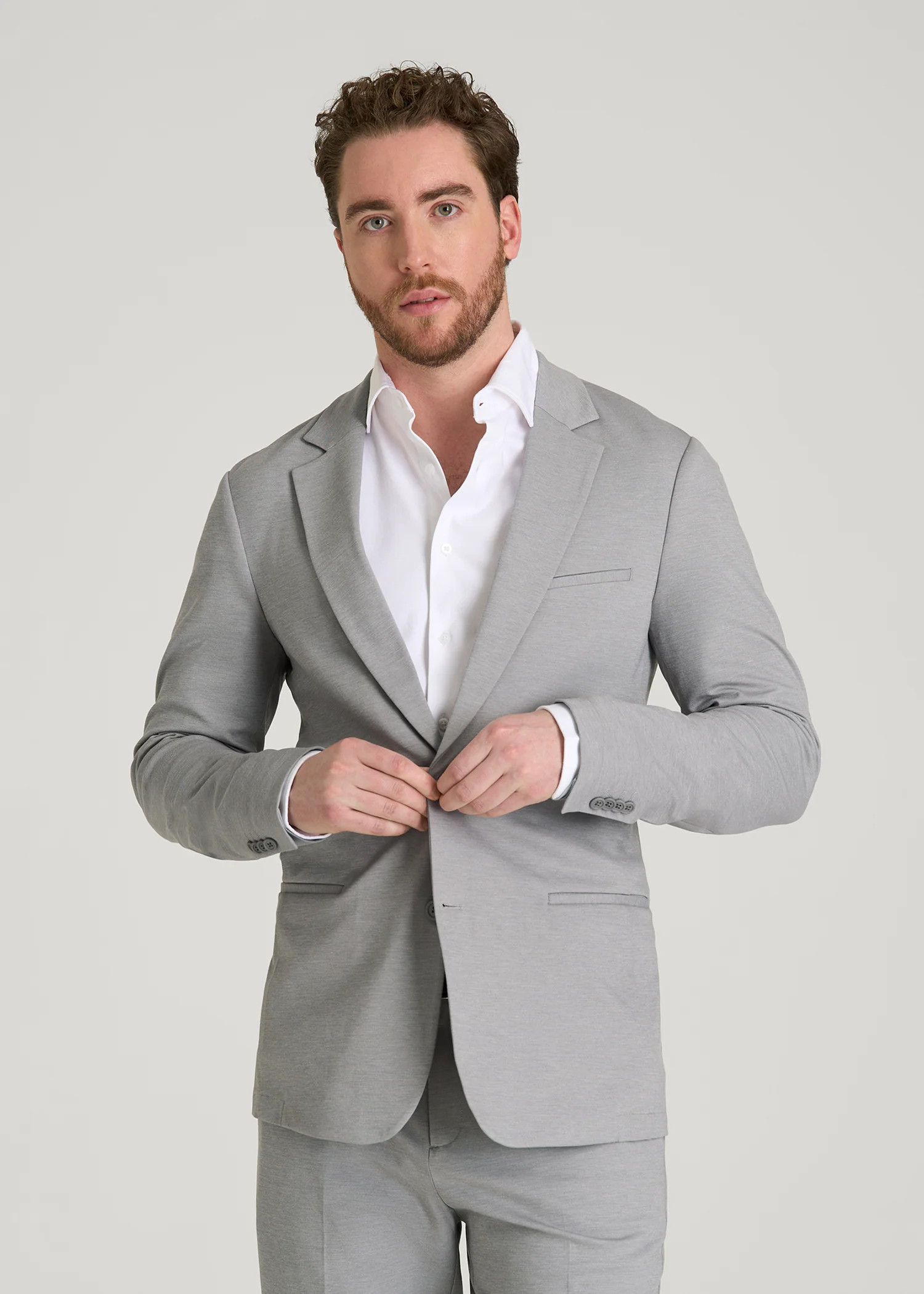 Flex Tech Suit Jacket for Tall Men in Ice Grey Nailhead | American Tall