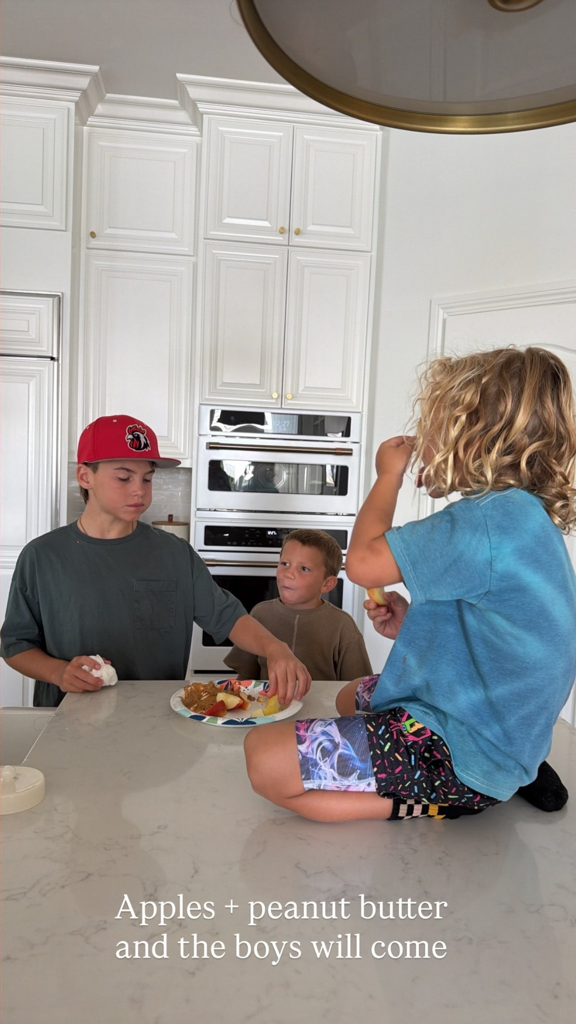 Apples + peanut butter
and the boys will come
