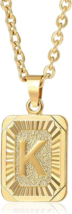 Glimmerst Initial Pendant Necklace 18K Gold Plated Stainless Steel Letter Necklace Personalizd Na... | Amazon (US)