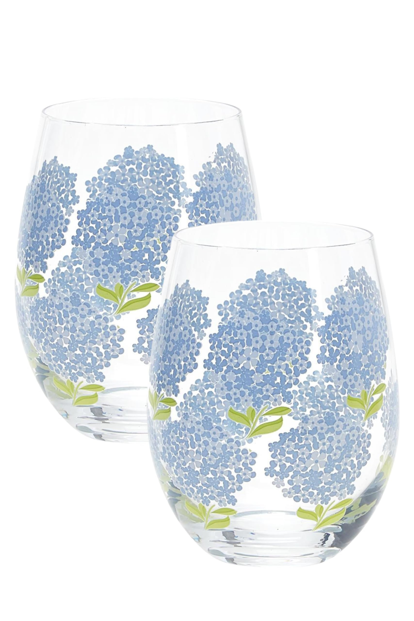 Two's Company Inc. Blue Hydrangea Stemless Wine Glass (16 oz, hand wash recommended) - Glass Set ... | Amazon (US)