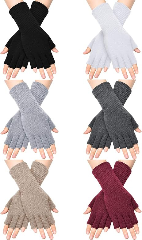 SATINIOR Winter Fingerless Gloves for Women Half Finger Typing Gloves with Long Wrist Cuff Knit F... | Amazon (US)