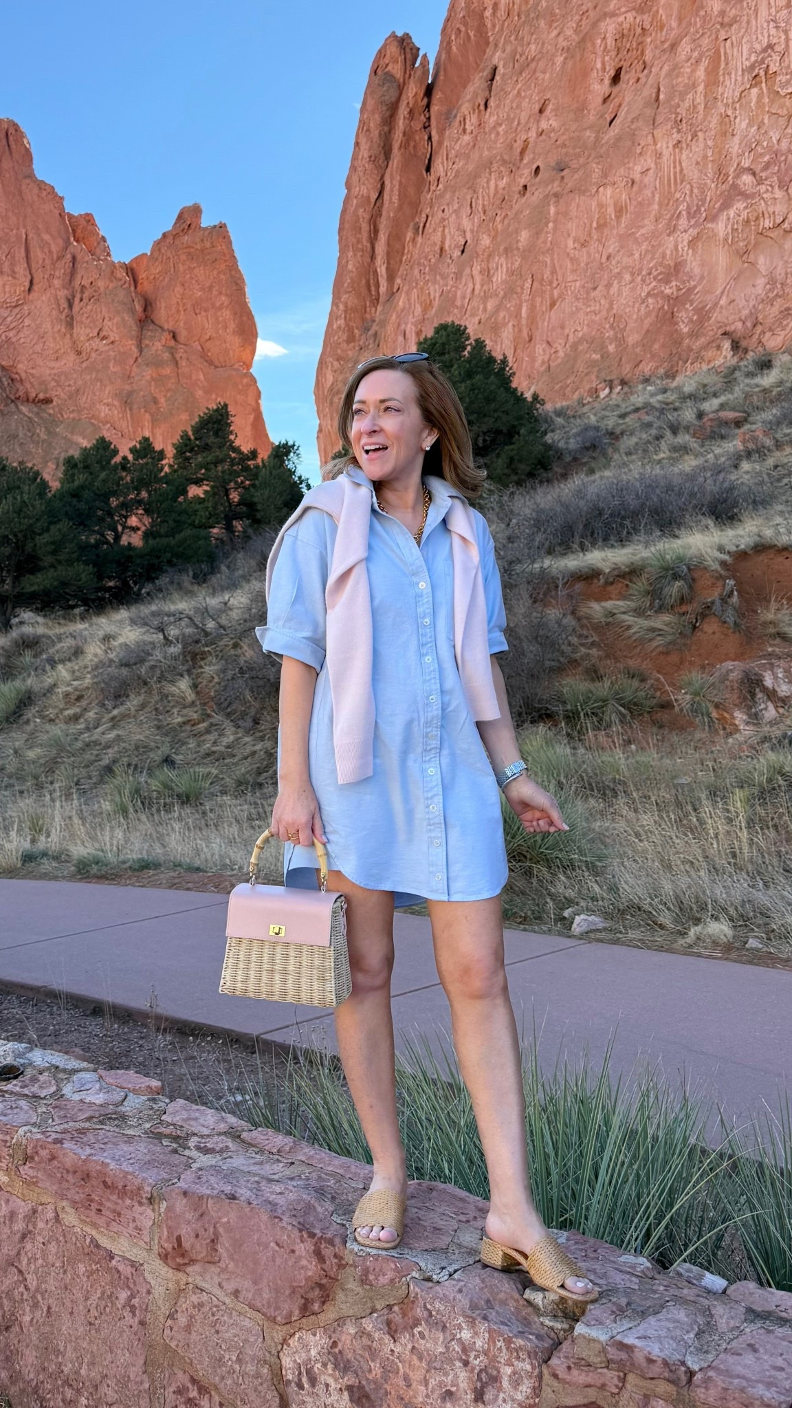 I love a pretty shirt dress! For reference I am 5’0 wearing a PXS. It does run short, and it’s also available in regular sizes so if you’re petite and wanted it longer, the regular size might work great. 
￼

#LTKOver40 #LTKootd #LTKPetite