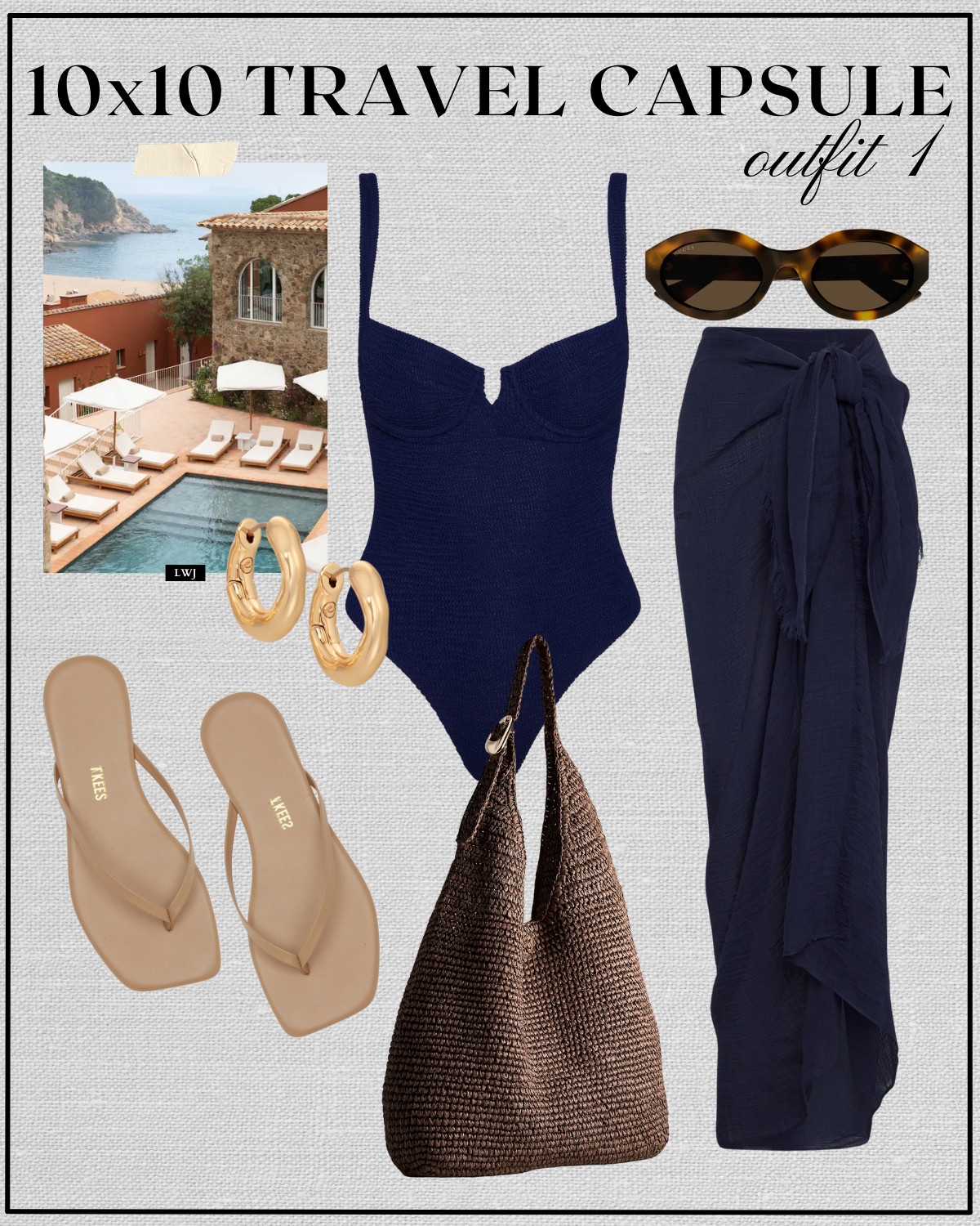 beach getaway outfit inspo

monday swimwear / one piece swimsuit / beach coverup / light tan flip flops / chocolate brown woven tote / oval tortoise shell sunglasses / chic style / elevated style  

 #LTKTravel