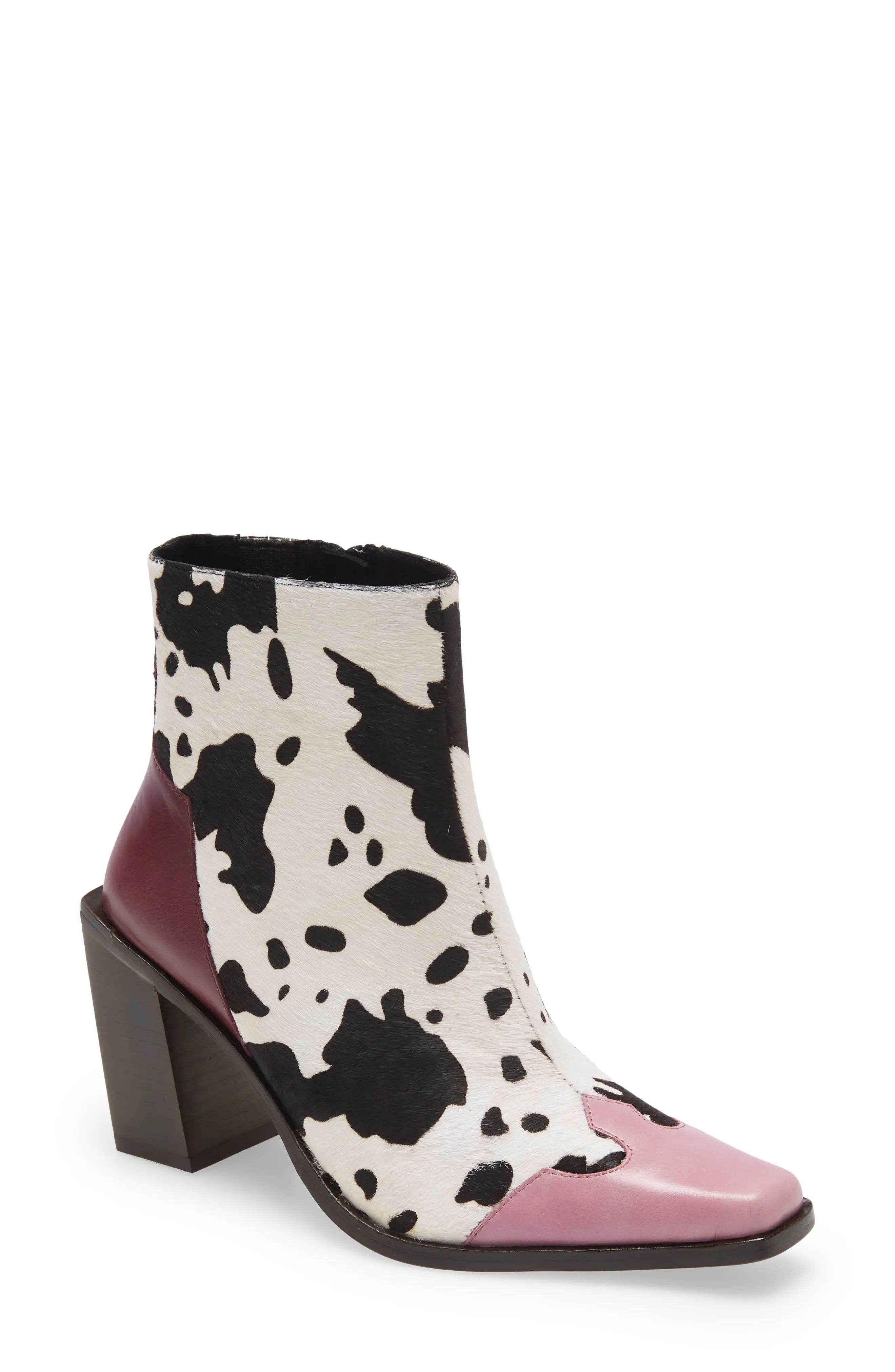 Jeffrey Campbell Calimity Genuine Calf Hair Western Boot in Purple Black White Calf Hair at Nordstro | Nordstrom