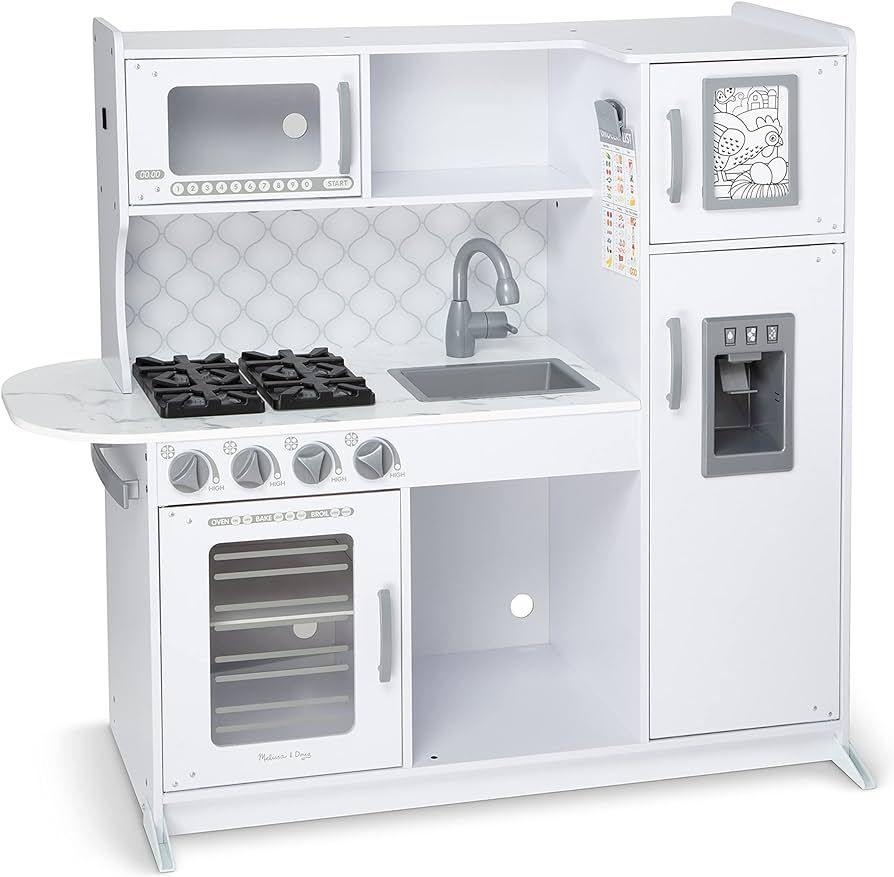 Amazon.com: Melissa & Doug Wooden Chef’s Pretend Play Toy Kitchen With “Ice” Cube Dispenser... | Amazon (US)