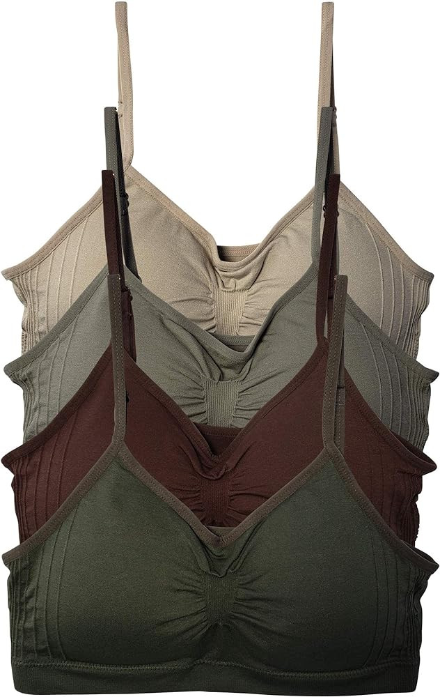 Kalon 4 Pack Women’s Nylon Spandex Removable Pads Comfort Cami Bras Wireless | Amazon (US)