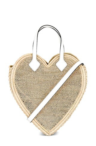 Poolside The Big Heart Tote in Natural & White from Revolve.com | Revolve Clothing (Global)