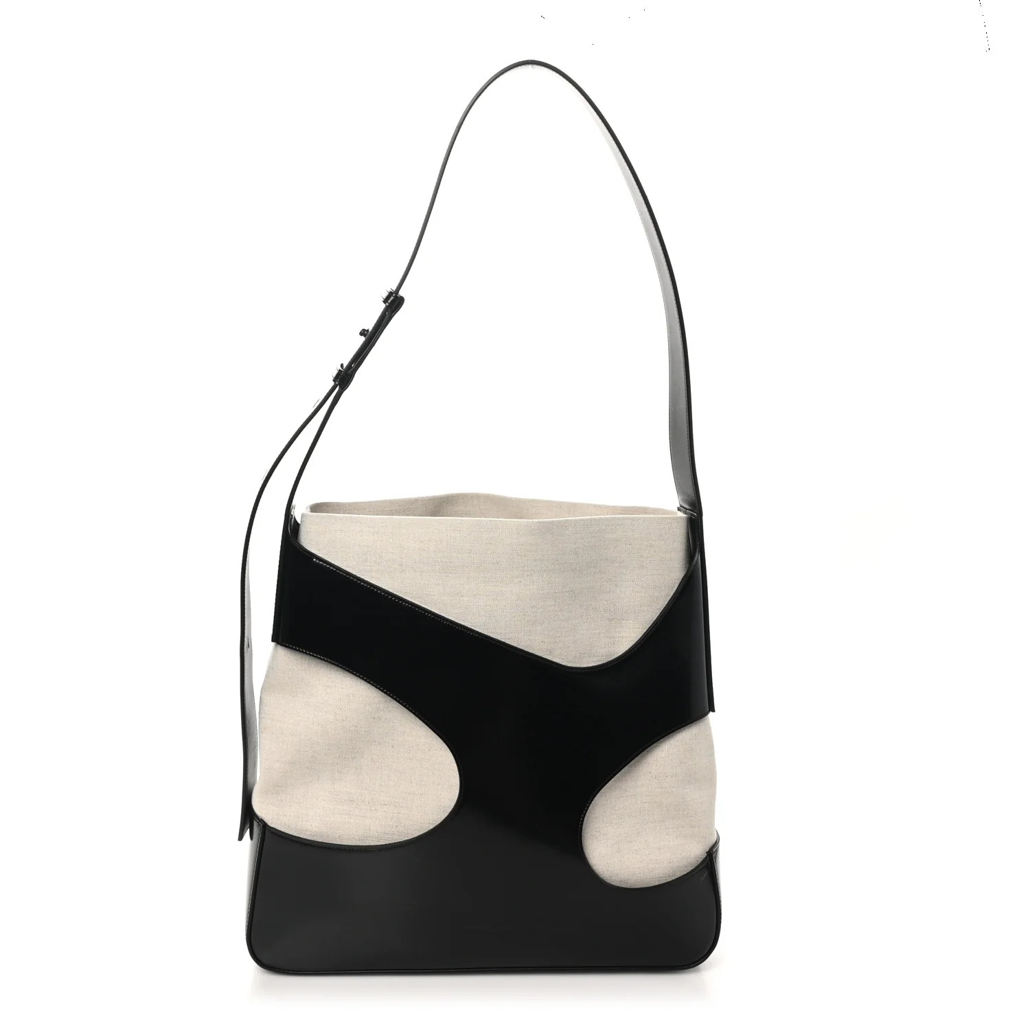 Salvatore Ferragamo Calfskin Cut Out Large Shoulder Bag Black Natural 1670913 | FASHIONPHILE (US)