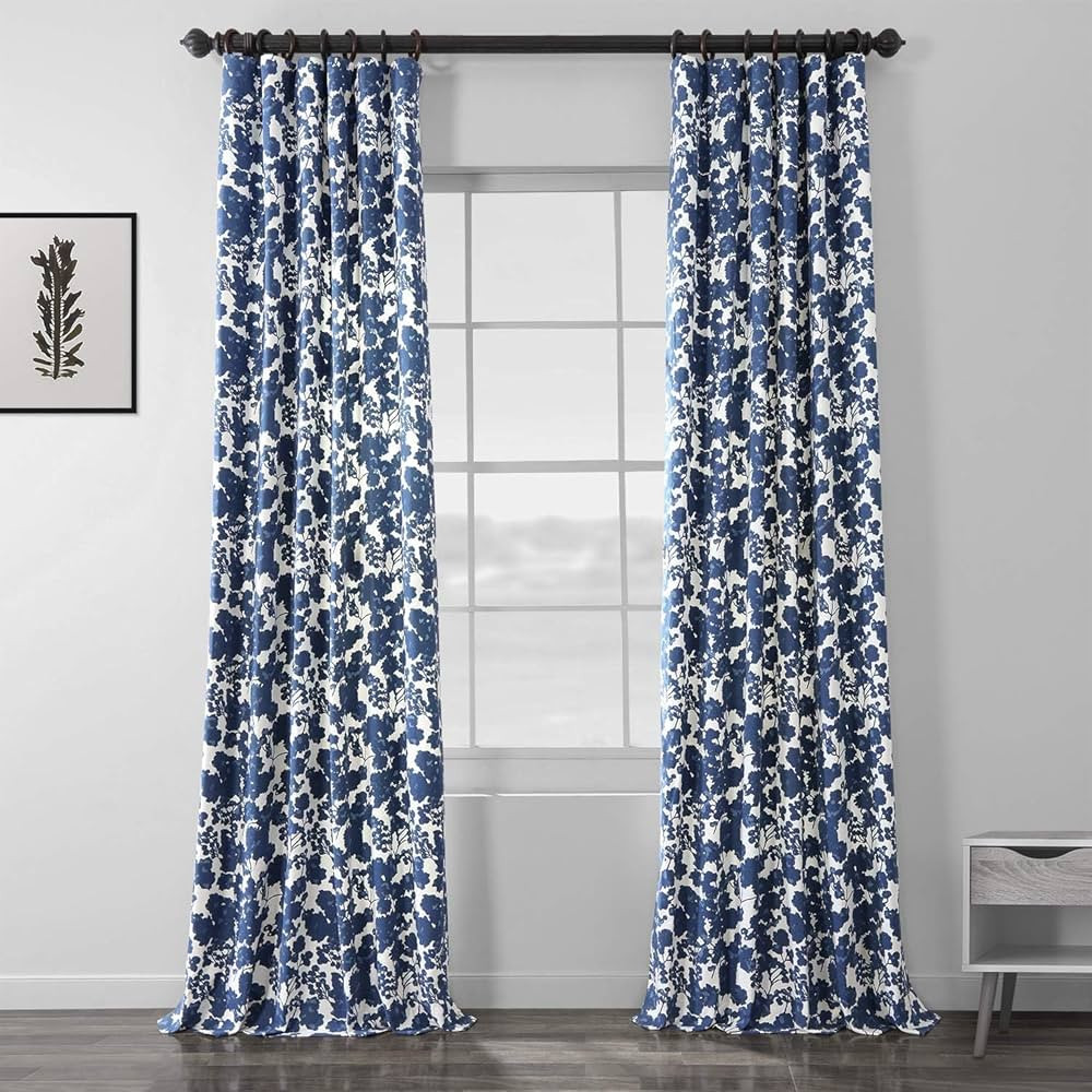 HPD Half Price Drapes Printed Floral Curtains 96 Inches Long Luxury Cotton Curtains (1 Panel) Roo... | Amazon (US)