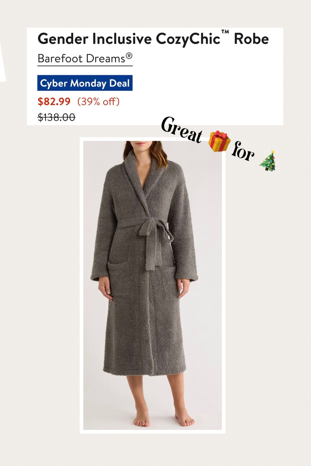 I have & love this Barefoot Dreams robe!! It is the coziest softest thing ever! Comes in several colors. Would also make a great gift for someone special 🎁

#cozy #nordstrom #giftidea #forher #forhim #holiday #christmas 

#LTKFindsUnder100 #LTKCyberWeek #LTKSaleAlert