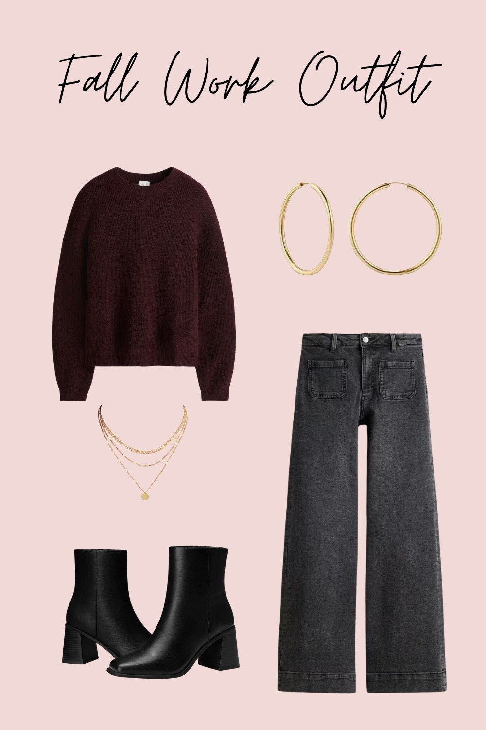 Fall wear. Fall Fashion. Fall Fashion. Fashion. Fall Outfit. Boots. Sweater. Slacks. Work outfit. Booties. Ankle boots. Accessories. Earrings. Chain

#LTKgrwm #LTKSeasonal #LTKootd