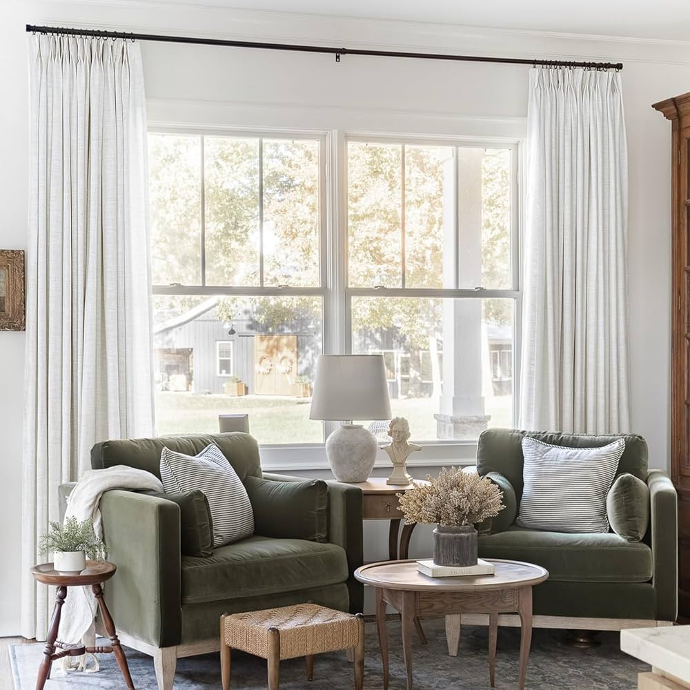 TWOPAGES 52 W x 96 L inch Pinch Pleat Unlined Darkening Drape Faux Linen Curtain Drapery Panel fo... | Amazon (US)