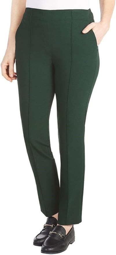 Hilary Radley Women's Ponte Pull-On Mid Rise Slim Leg Pants | Amazon (US)