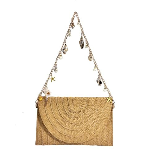 DEBIMY Women Pearl Straw Clutch Purse Woven Summer Beach Evening Bag Wedding Party Straw Shoulder Handbag, Beige 2 | Amazon (US)