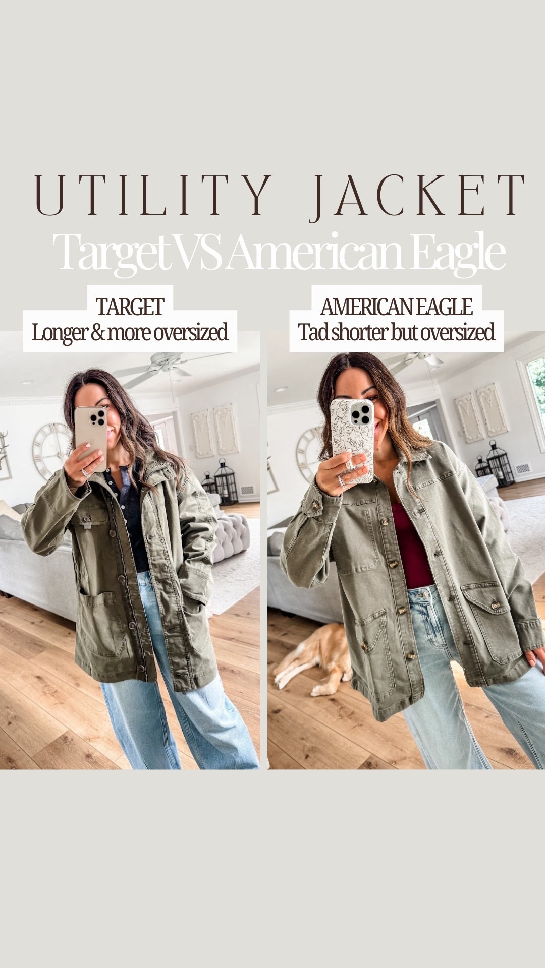 Wearing XS in both utility jackets. For petite I prefer the American Eagle one. Fall jackets.

#LTKOver40 #LTKPetite #LTKSaleAlert