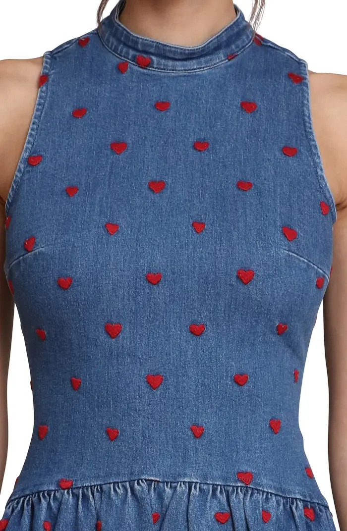 Avec Les Filles Heart Embroidered Mock Neck Bubble Dress | Nordstromrack | Nordstrom Rack