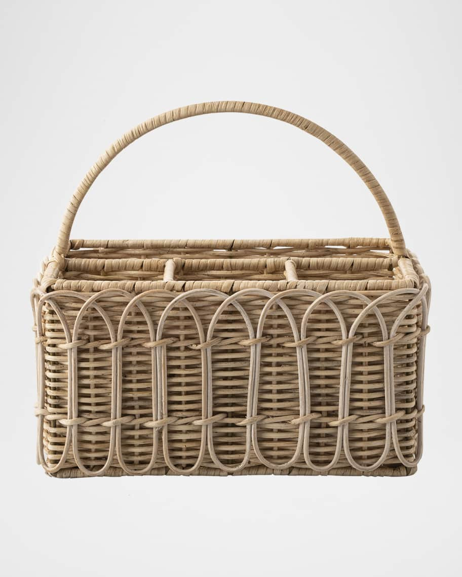 Juliska Provence Rattan Silverware Caddy & Napkin Holder, Whitewash | Neiman Marcus