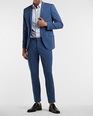 Extra Slim Solid Blue Luxe Comfort Soft Suit | Express