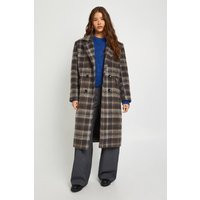 boohoo Women's Check Double Breasted Wool Look Coat in Grey | Size: 12 | boohoo (US & Canada)