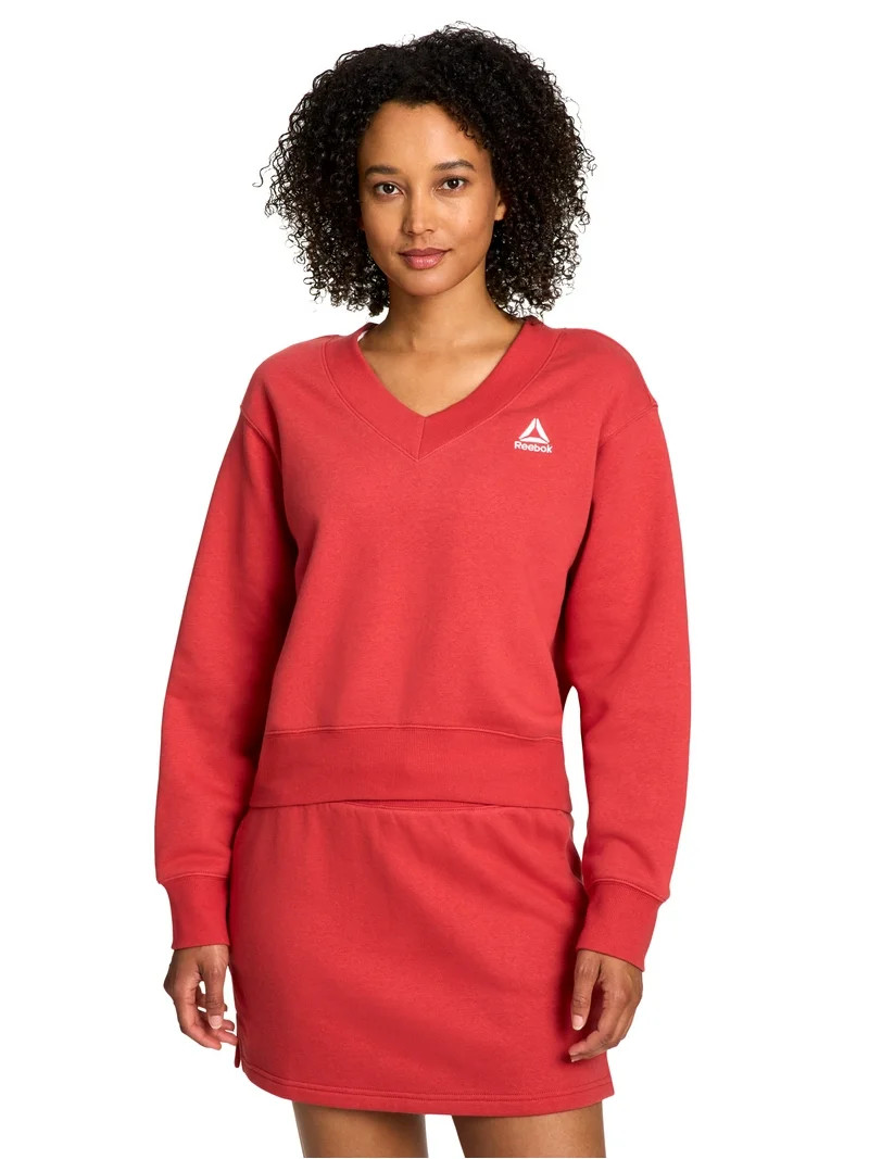 Reebok Women's Squad V-Neck Sweatshirt, Sizes XS-XXXL | Walmart (US)