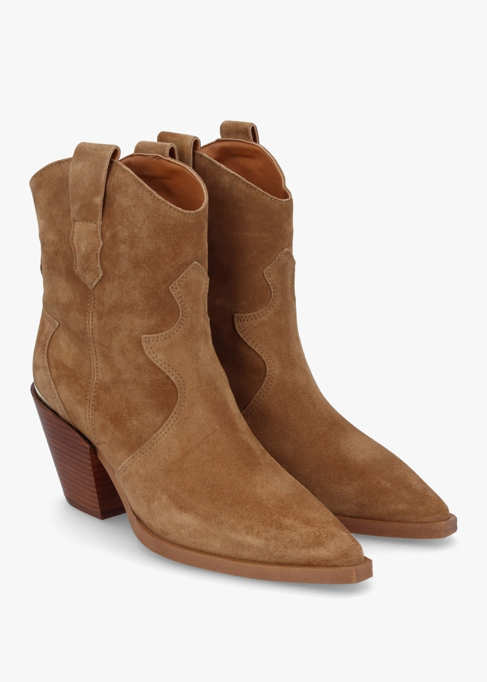 Austin Tan Suede Western Stacked Heel Ankle Boots | Daniel Footwear (UK)