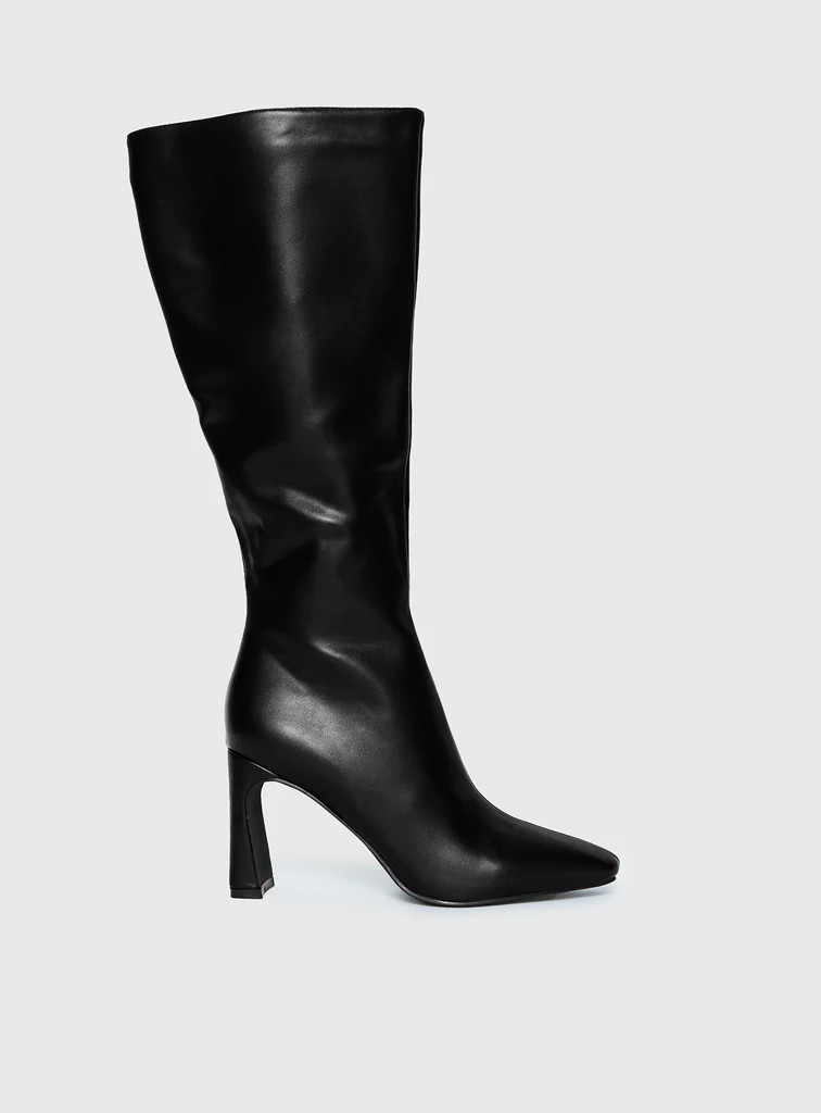 Sawyer Knee High Boots Black | Princess Polly US