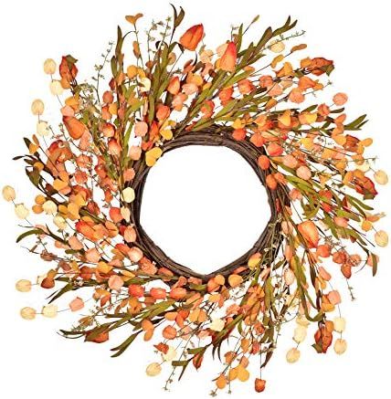 LSKYTOP Artificial Fall Wreath Front Door Wreath - 20Inch Fall Leave Wreath Farmhouse Wreath for ... | Amazon (US)