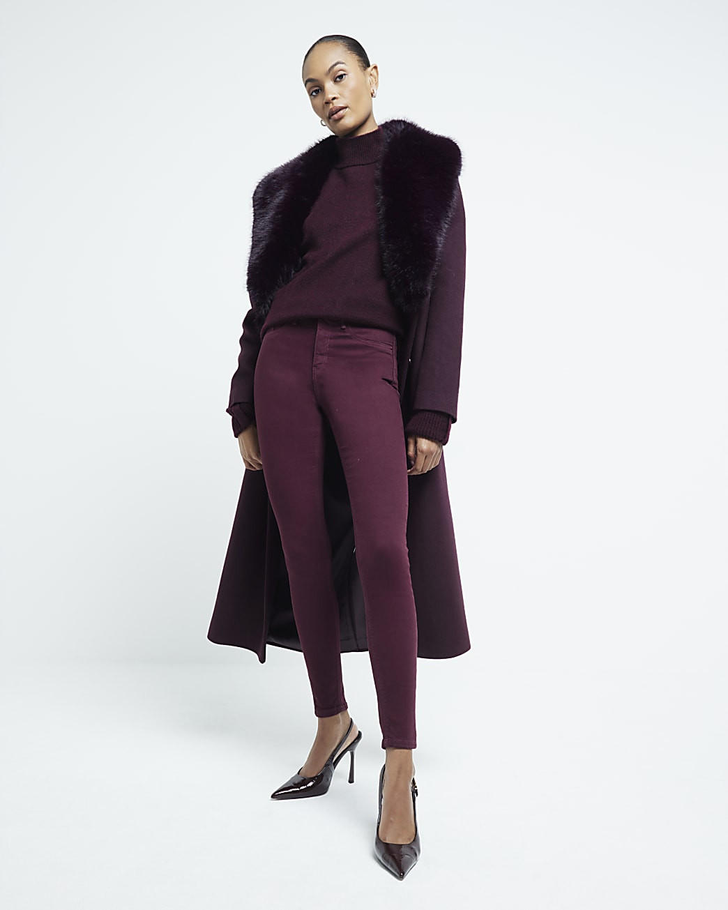 Red Mid Rise Molly Skinny Jeans | River Island UK & IE