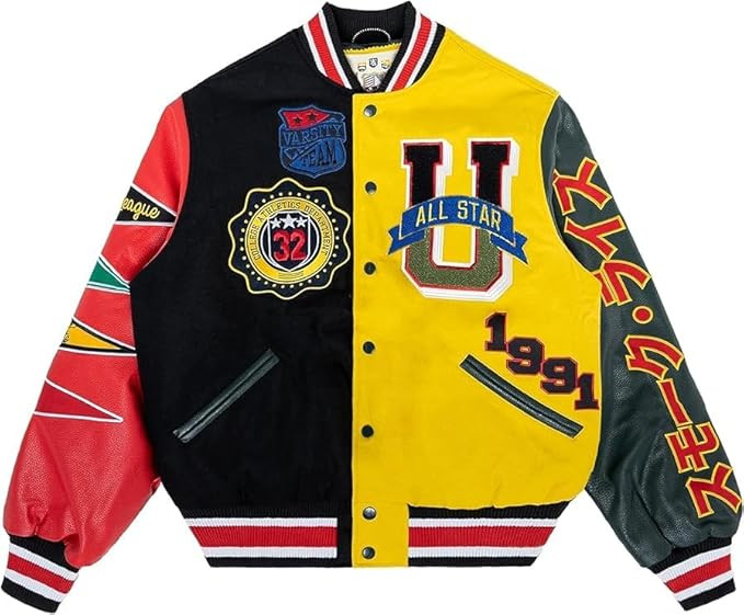 Letterman Jackets Baseball Leather Street Coat For Varsity Jacket for Men Casual Short | Amazon (US)