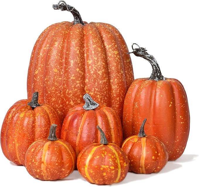 DearHouse 7Pcs Thanksgiving Artificial Pumpkin Home Decoration Sets, Artificial Vegetables Pumpki... | Amazon (US)